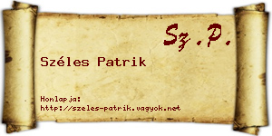 Széles Patrik névjegykártya